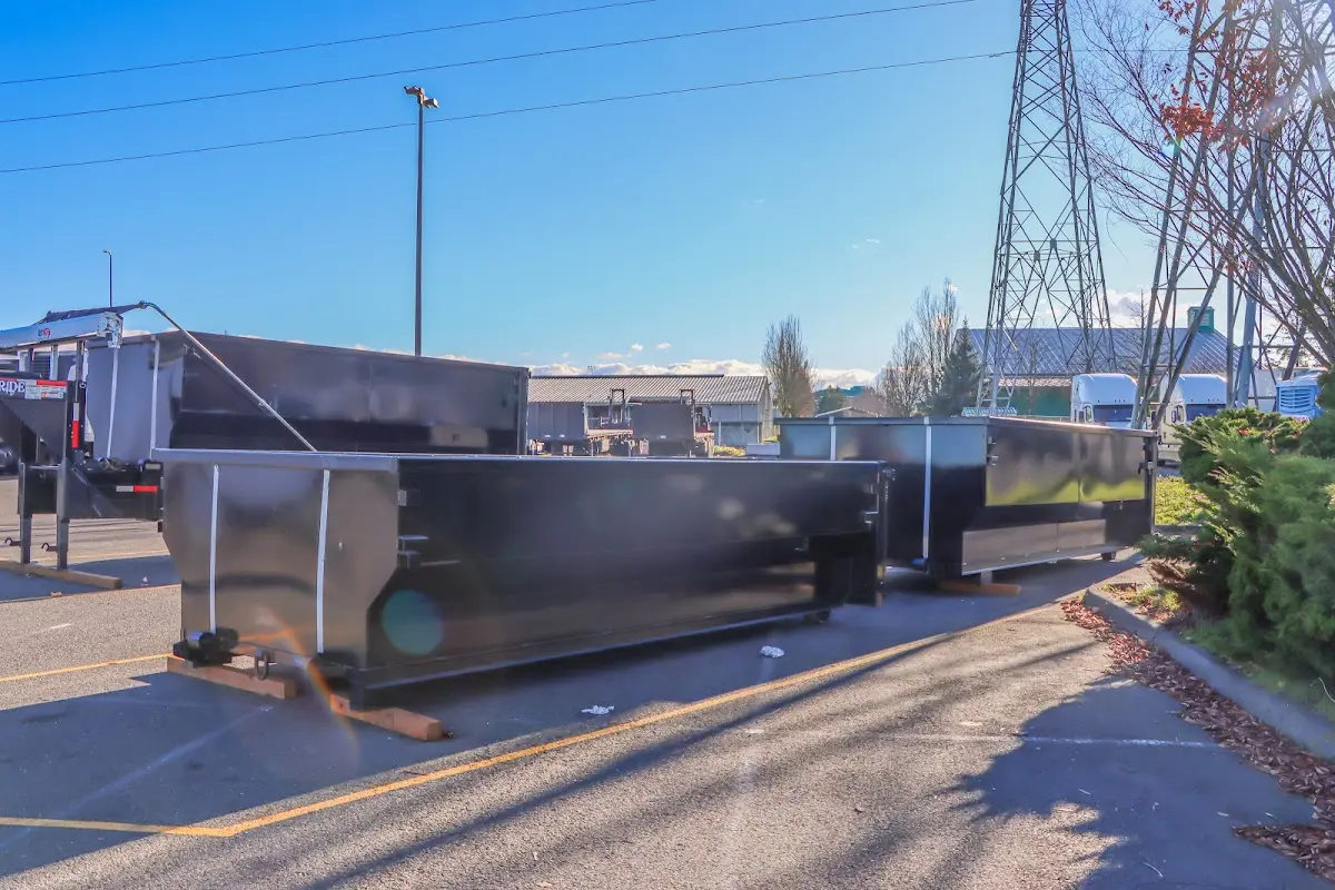 Roll-off dumpster ready for waste disposal at job site for 12 Yard Dumpster Rental in Gilbert
